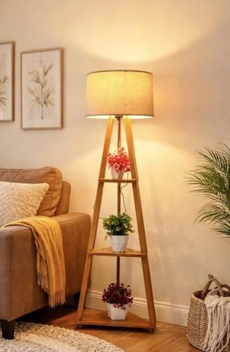 LED floor lamps floor lamp size-12-12-52 inch -Antique Wooden Tripod