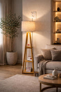 LED floor lamps floor lamp size-12-12-52 inch -Antique Wooden Tripod