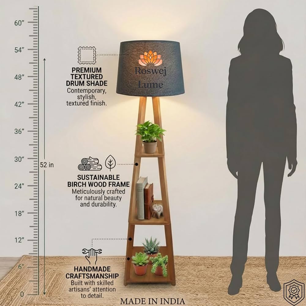 LED floor lamps floor lamp size-12-12-52 inch -Antique Wooden Tripod