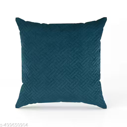 Velvet Quilted Cushion Covers — Forest Green, Set of 5