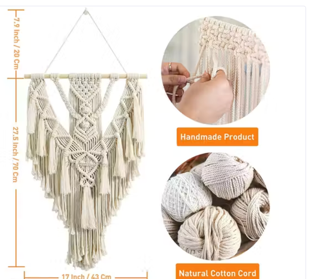 Macramé Wall Hanging — Geometric, 20 cm