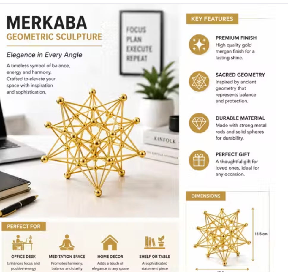 Golden Geometric Metal Showpiece