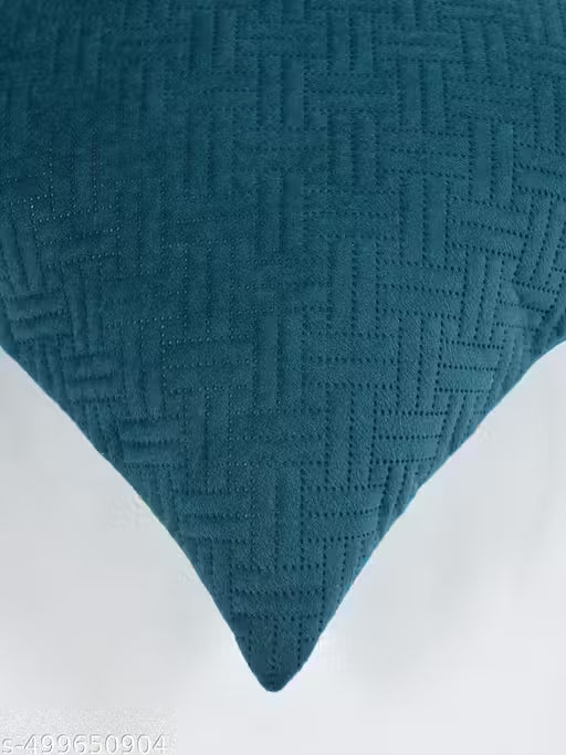 Velvet Quilted Cushion Covers — Forest Green, Set of 5