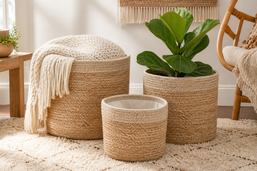 Jute Storage Basket — Set of 3