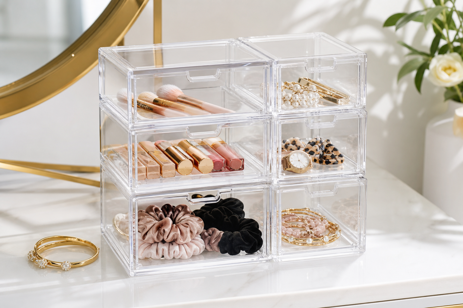 Acrylic Stackable Drawer Organizers (Set of 6)
