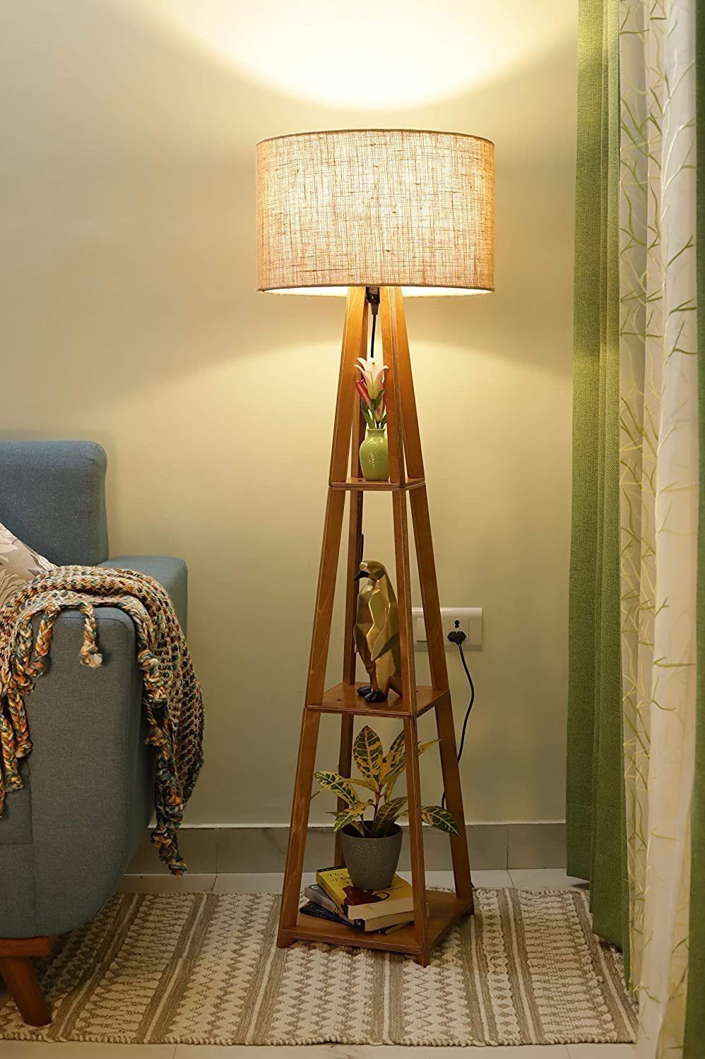 LED floor lamps floor lamp size-12-12-52 inch -Antique Wooden Tripod